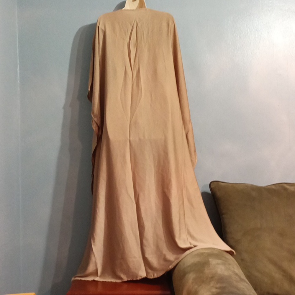 Champagne women's batwing maxi dress lace up front size 2x - Picture 10 of 17